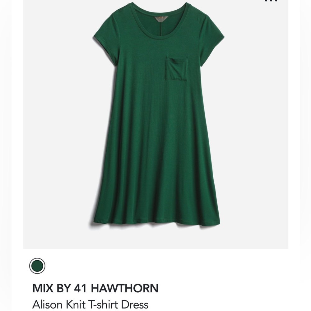 Mix by 41 Hawthorn. Alison knit t-shirt dress.  Dark Green.  Size L